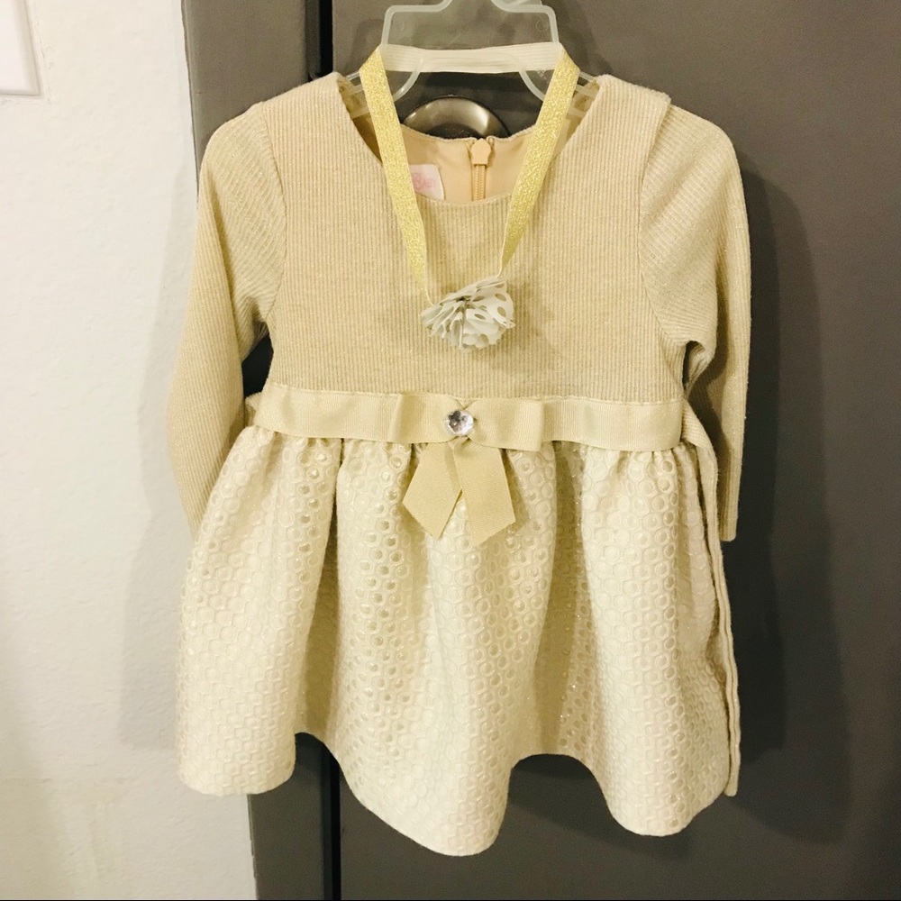 BONNIE BABY Girl Fall Winter Gold long sleeve Dress